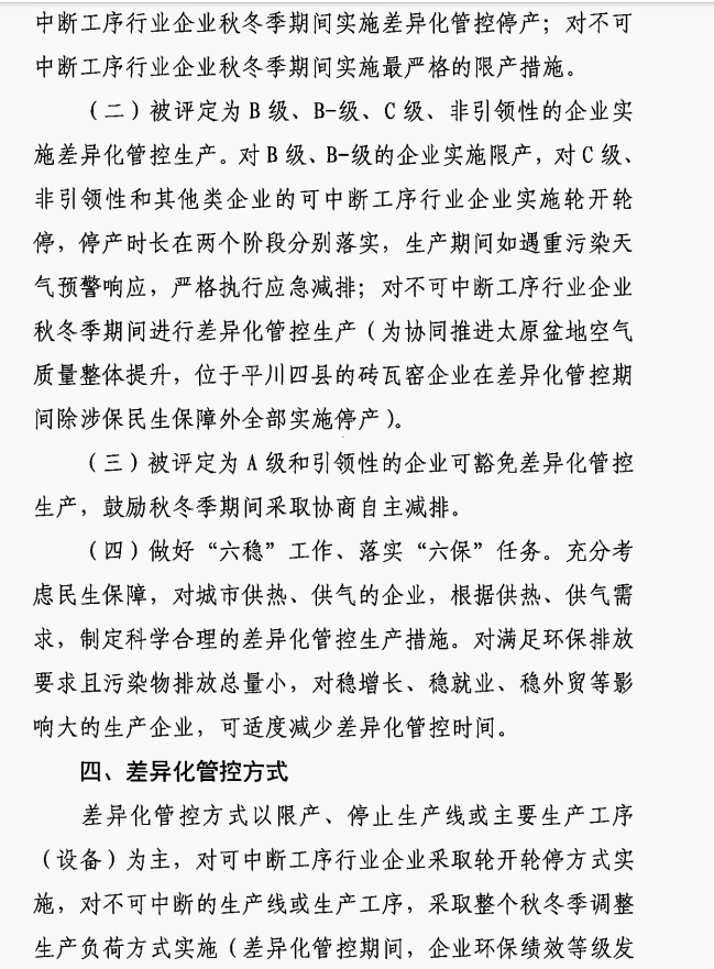 呂梁市2023-2024年秋冬季差異化管控工作方案(征求意見稿)