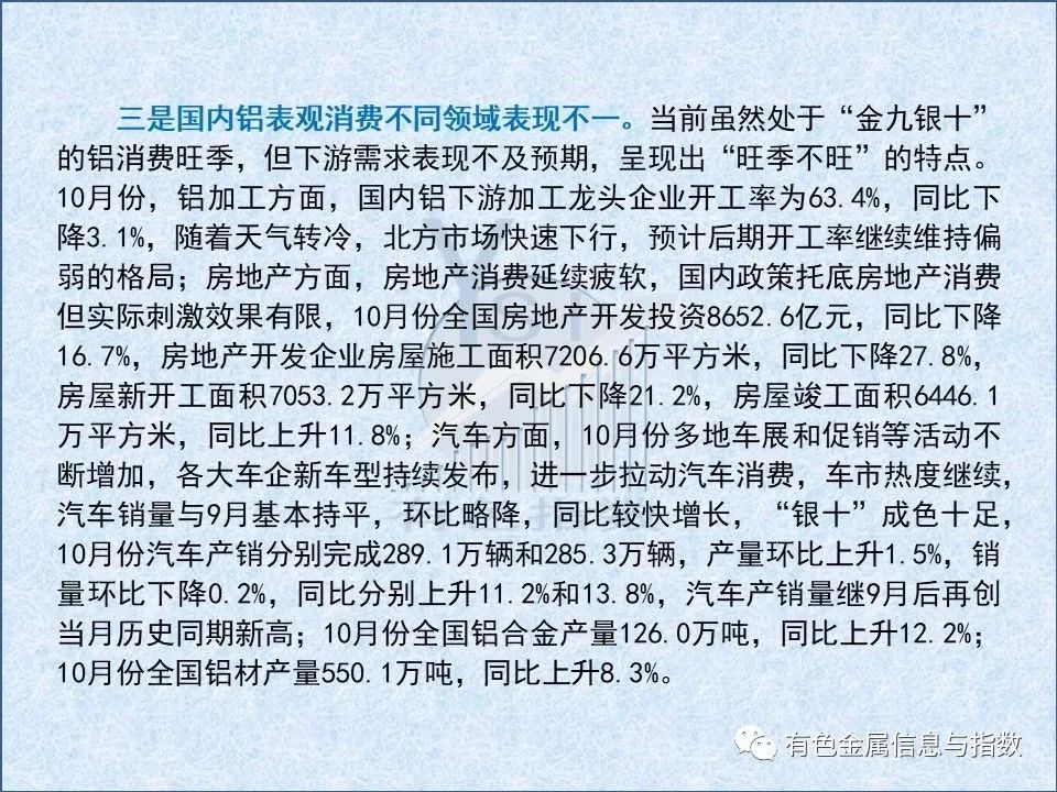 中國鋁冶煉產(chǎn)業(yè)月度景氣指數(shù)報告（2023年11月）